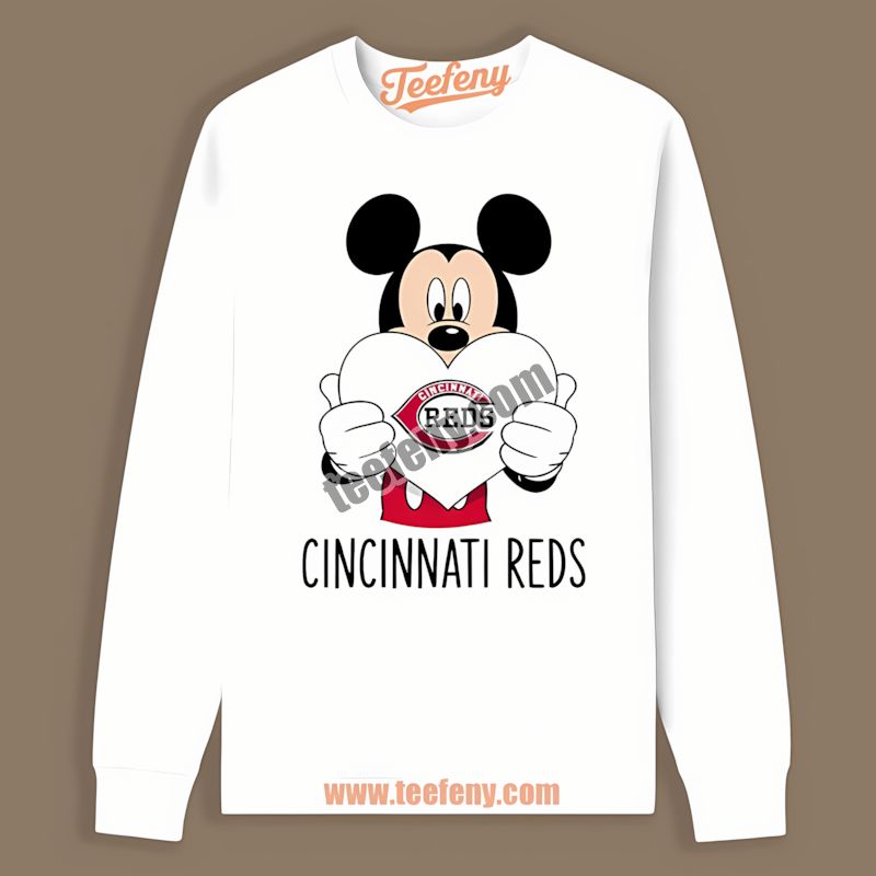 Mickey Heart Wears Cincinnati Reds Spirit Fashion Long Sleeve Mickey Heart Wears Cincinnati Reds Spirit Fashion Long Sleeve