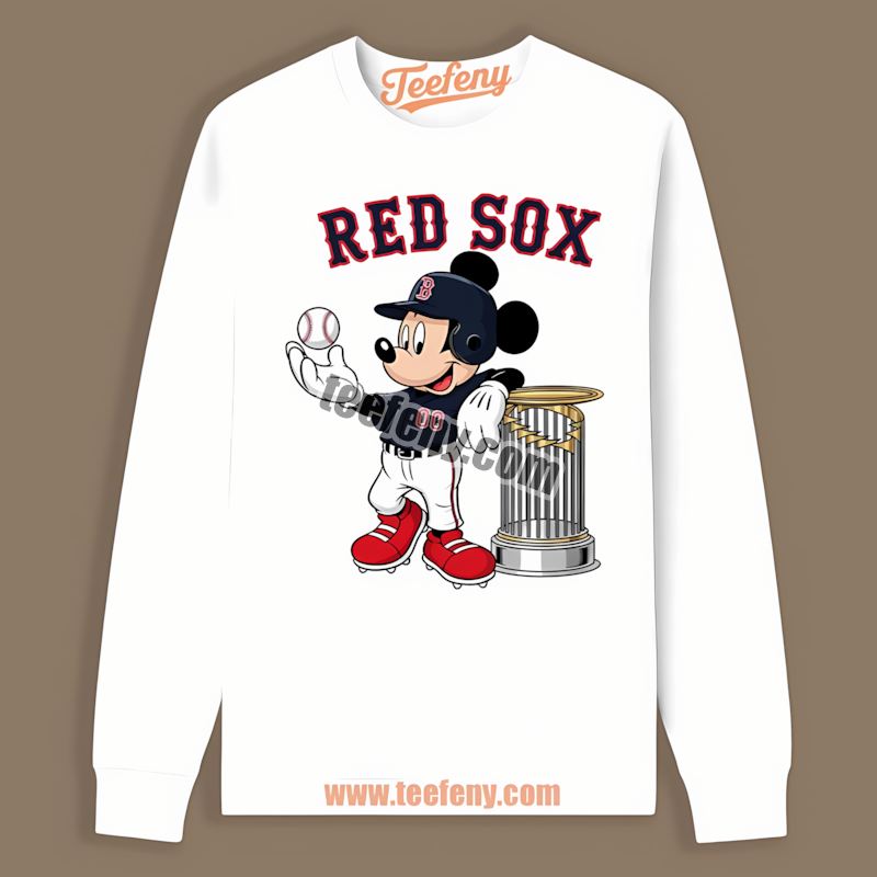 Mickey Mouse Boston Red Sox Baseball Mlb Trophy Printed Long Sleeve Mickey Mouse Boston Red Sox Baseball Mlb Trophy Printed Long Sleeve