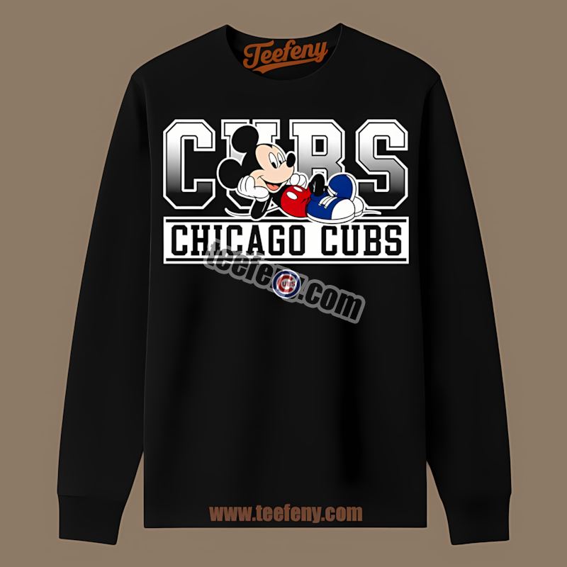 Mickey Mouse Relax Style Chicago Cubs Color Long Sleeve Mickey Mouse Relax Style Chicago Cubs Color Long Sleeve