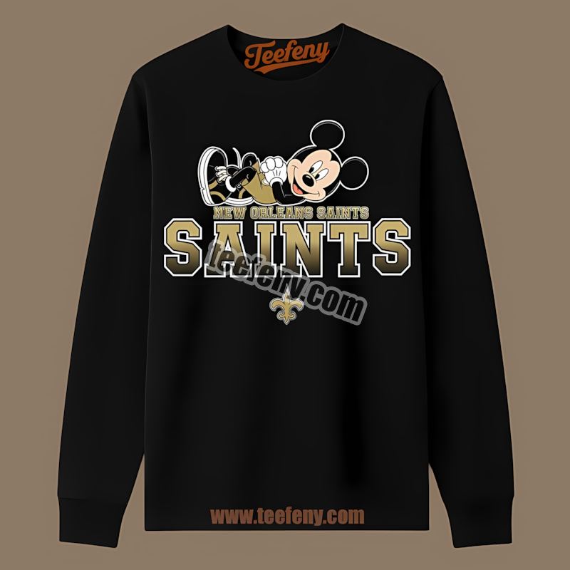 Mickey Mouse Relaxed New Orleans Saints Adults Long Sleeve Mickey Mouse Relaxed New Orleans Saints Adults Long Sleeve