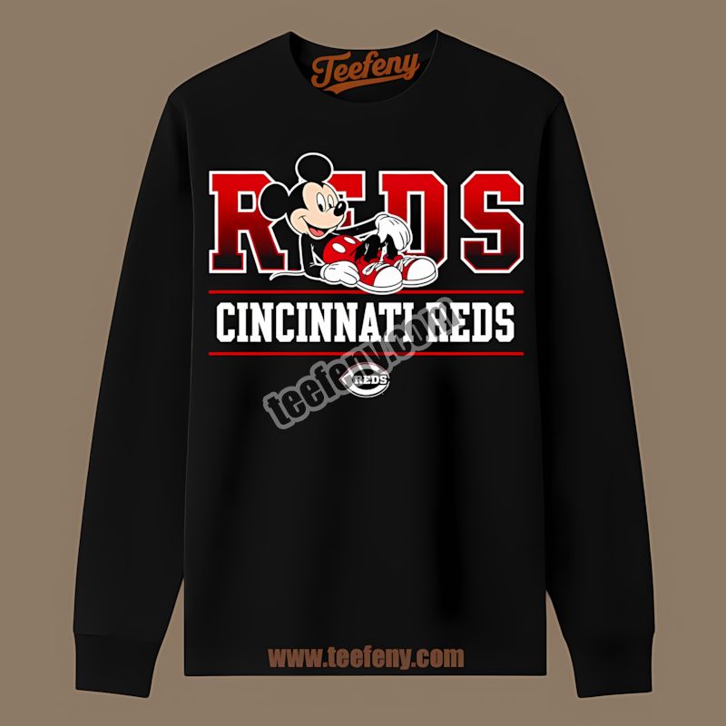 Mickey Mouse Relaxed Style Cincinnati Reds Casual Long Sleeve Mickey Mouse Relaxed Style Cincinnati Reds Casual Long Sleeve