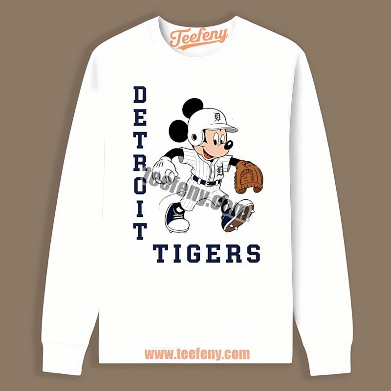 Mickey Quarterback Baseball Detroit Tigers Graphic Long Sleeve Mickey Quarterback Baseball Detroit Tigers Graphic Long Sleeve