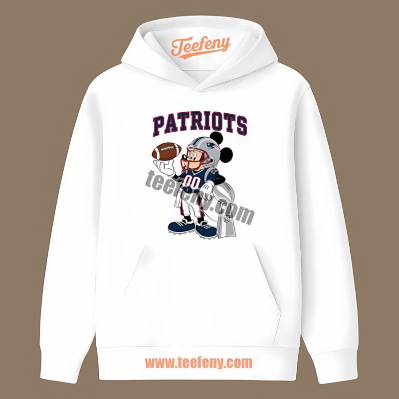 Mickey Super Bowl Football New England Patriots Graphic Hoodie Mickey Super Bowl Football New England Patriots Graphic Hoodie