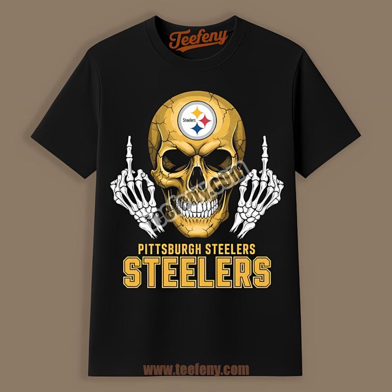 Middle Finger Skull Pittsburgh Steelers Retro Fan Shirt