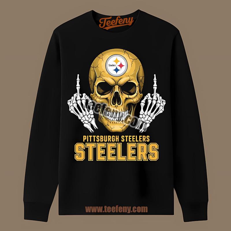 Middle Finger Skull Pittsburgh SLong Sleevelers Retro Fan Shirt Middle Finger Skull Pittsburgh SLong Sleevelers Retro Fan Shirt
