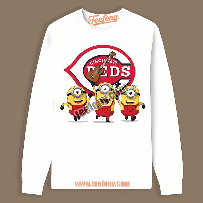 Minions Cheer For Cincinnati Reds Cartoon Long Sleeve Minions Cheer For Cincinnati Reds Cartoon Long Sleeve