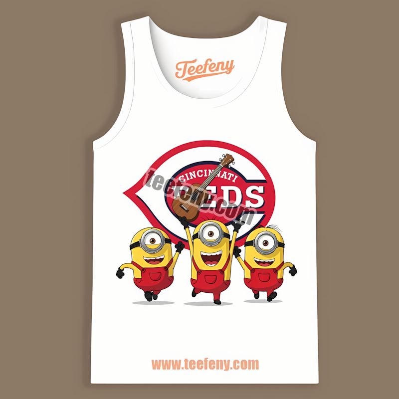 Minions Cheer For Cincinnati Reds Cartoon Tanktop Minions Cheer For Cincinnati Reds Cartoon Tanktop