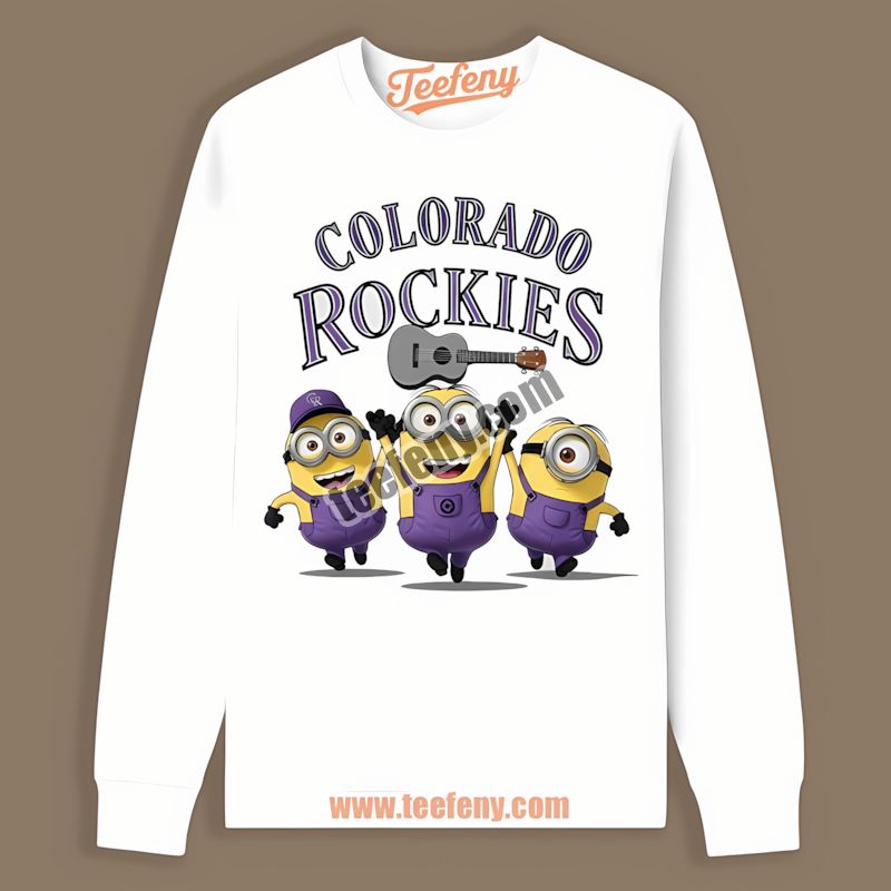 Minions Cheering For Colorado Rockies Funny Long Sleeve Minions Cheering For Colorado Rockies Funny Long Sleeve