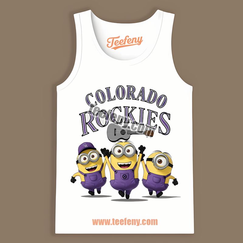 Minions Cheering For Colorado Rockies Funny Tanktop Minions Cheering For Colorado Rockies Funny Tanktop