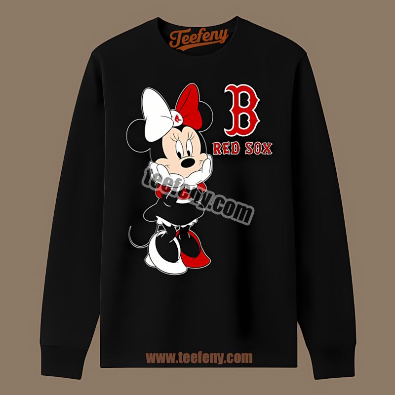 Minnie Mouse Boston Red Sox Cute Home Run Long Sleeve Minnie Mouse Boston Red Sox Cute Home Run Long Sleeve