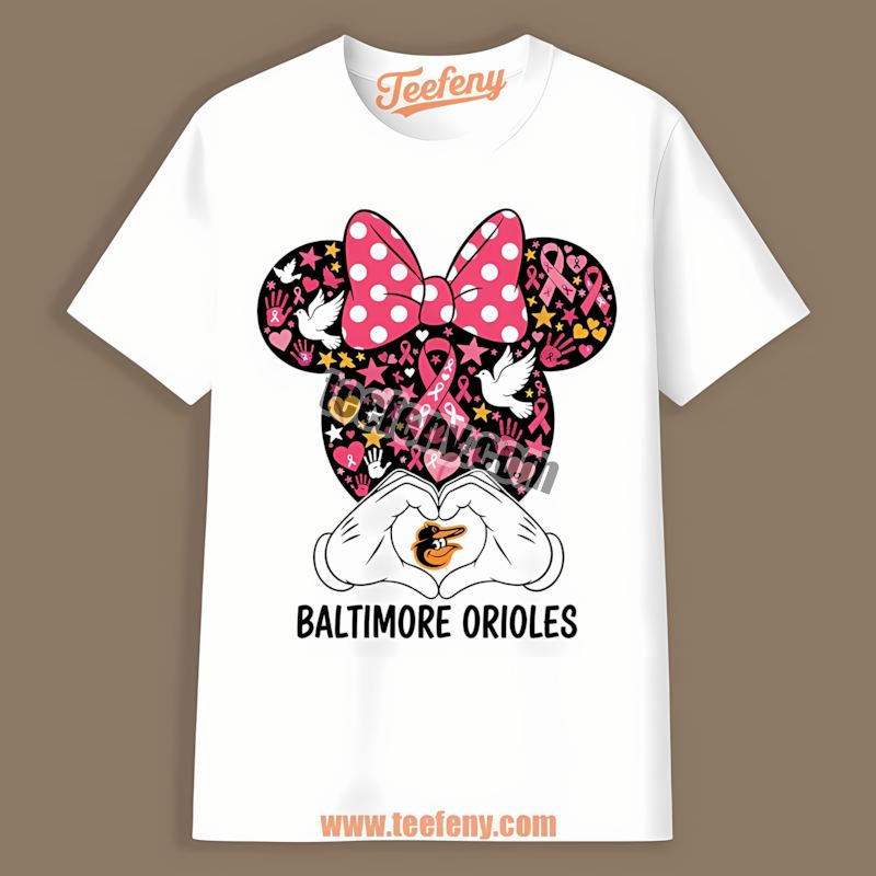 Minnie Mouse Breast Cancer Awareness Baltimore Orioles Shirt