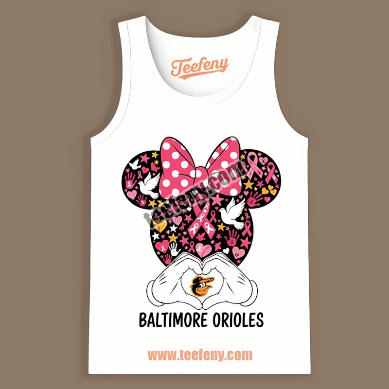 Minnie Mouse Breast Cancer Awareness Baltimore Orioles Tanktop Minnie Mouse Breast Cancer Awareness Baltimore Orioles Tanktop