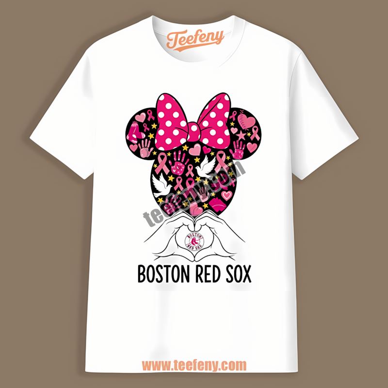 Minnie Mouse Breast Cancer Awareness Boston Red Sox Shirt