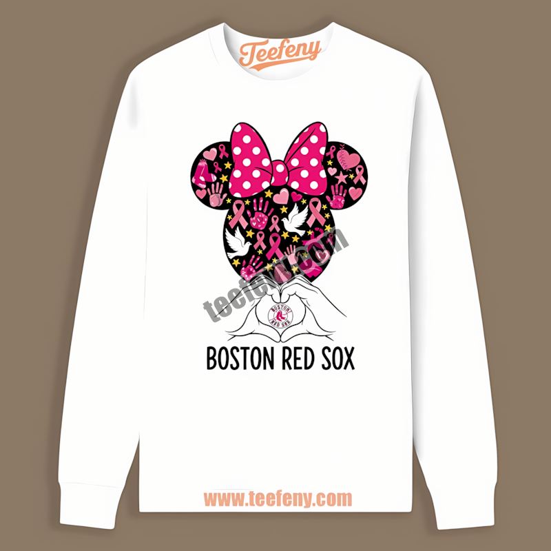 Minnie Mouse Breast Cancer Awareness Boston Red Sox Long Sleeve Minnie Mouse Breast Cancer Awareness Boston Red Sox Long Sleeve