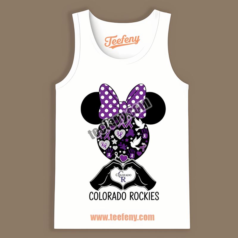 Minnie Mouse Breast Cancer Awareness Colorado Rockies Tanktop Minnie Mouse Breast Cancer Awareness Colorado Rockies Tanktop