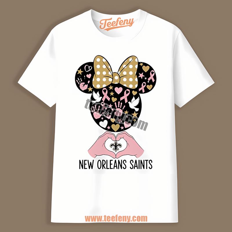 Minnie Mouse Breast Cancer Awareness New Orleans Saints Trendy Shirt