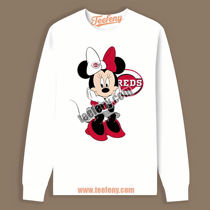 Minnie Mouse Cincinnati Reds Cute Printed Long Sleeve Minnie Mouse Cincinnati Reds Cute Printed Long Sleeve