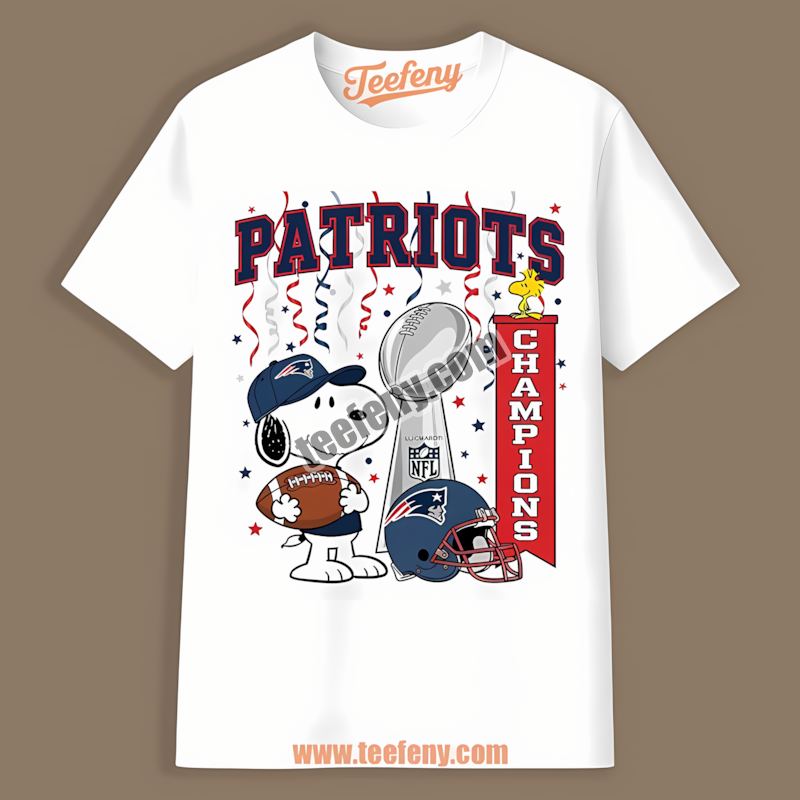 New England Patriots Champions Snoopy Celebration Retro Shirt