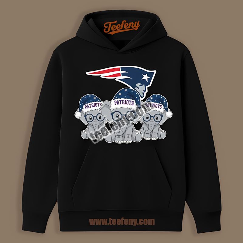 New England Patriots Christmas Elephants Vintage Hoodie New England Patriots Christmas Elephants Vintage Hoodie