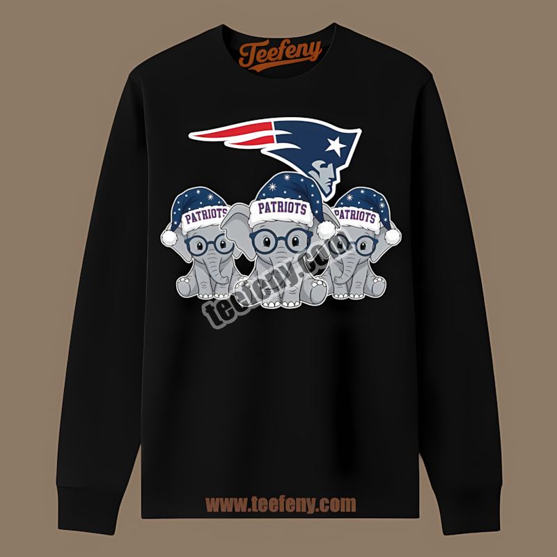 New England Patriots Christmas Elephants Vintage Long Sleeve New England Patriots Christmas Elephants Vintage Long Sleeve