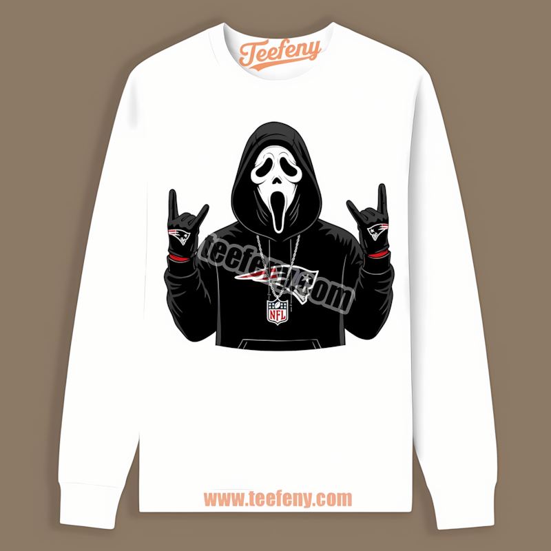 New England Patriots Ghostface Spooky Adults Long Sleeve New England Patriots Ghostface Spooky Adults Long Sleeve