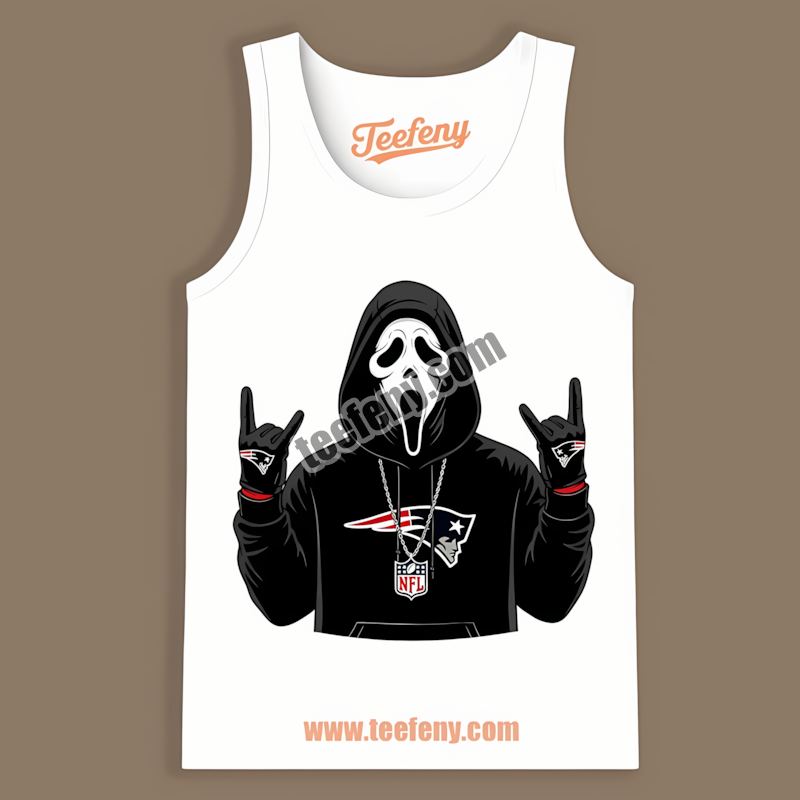 New England Patriots Ghostface Spooky Adults Tanktop New England Patriots Ghostface Spooky Adults Tanktop