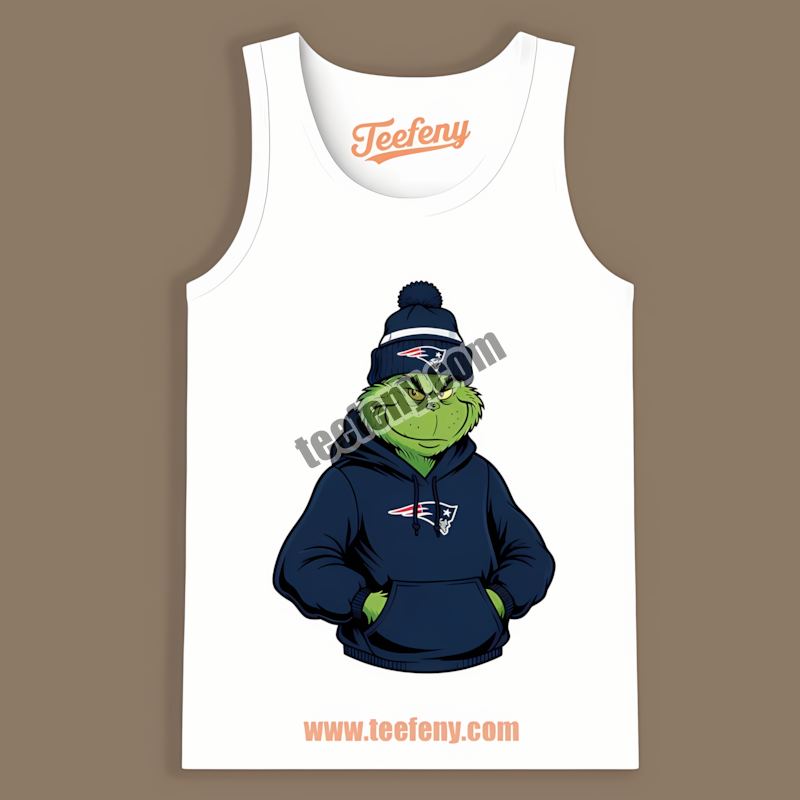 New England Patriots Grinch In Hoodie Graphic Tanktop New England Patriots Grinch In Hoodie Graphic Tanktop