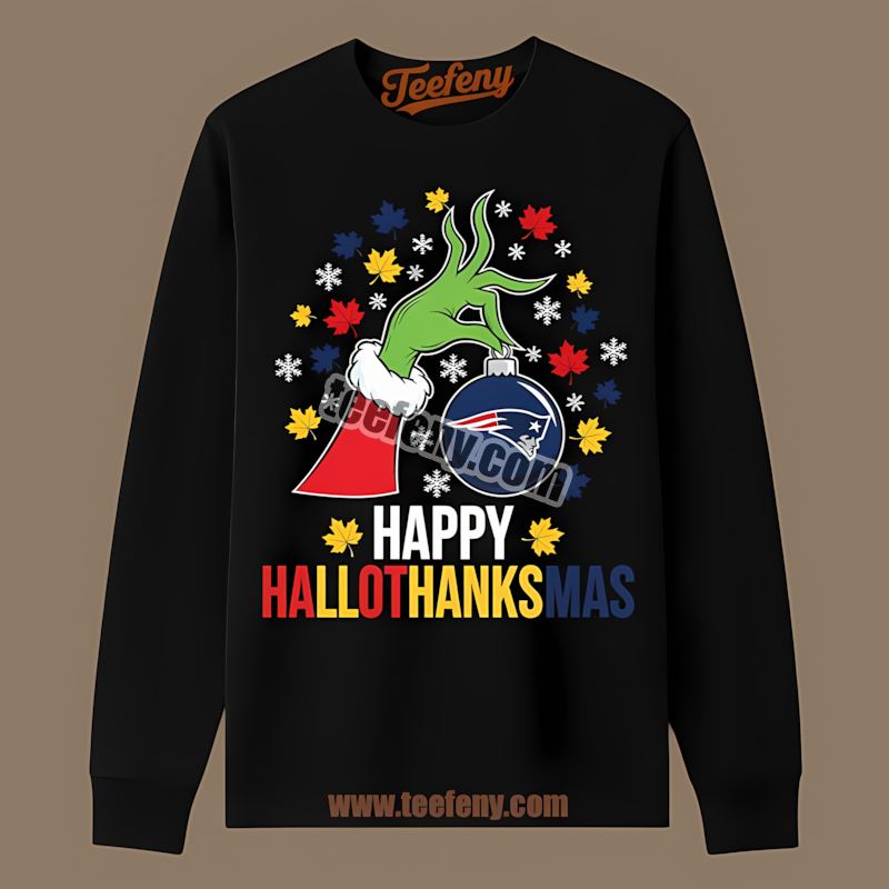 New England Patriots Happy Hallothanksmas Trendy Long Sleeve New England Patriots Happy Hallothanksmas Trendy Long Sleeve