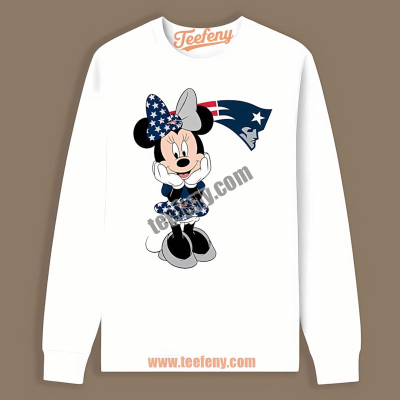 New England Patriots Minnie Mouse Star Cotton Long Sleeve New England Patriots Minnie Mouse Star Cotton Long Sleeve