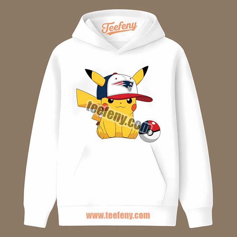 New England Patriots Pikachu Wearing Hat Adults Hoodie New England Patriots Pikachu Wearing Hat Adults Hoodie