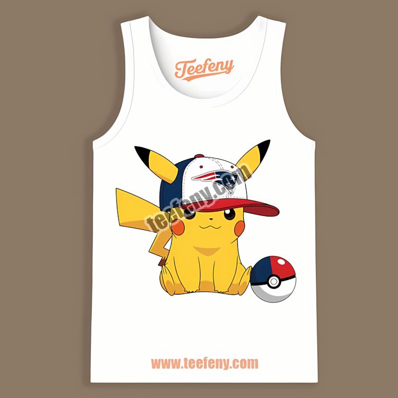 New England Patriots Pikachu Wearing Hat Adults Tanktop New England Patriots Pikachu Wearing Hat Adults Tanktop