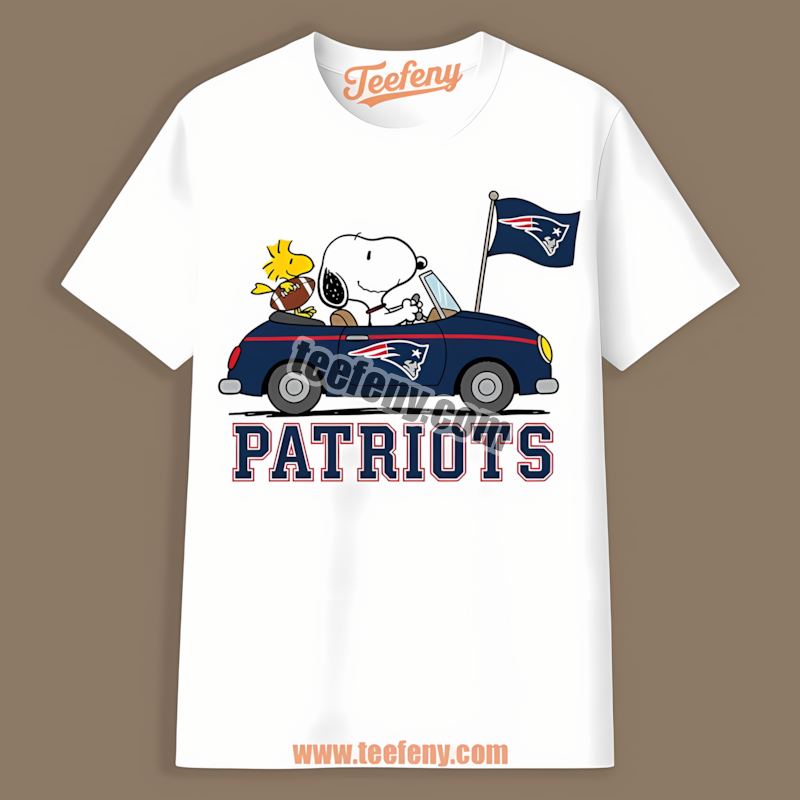 New England Patriots Snoopy Driving Car Cotton Shirt
