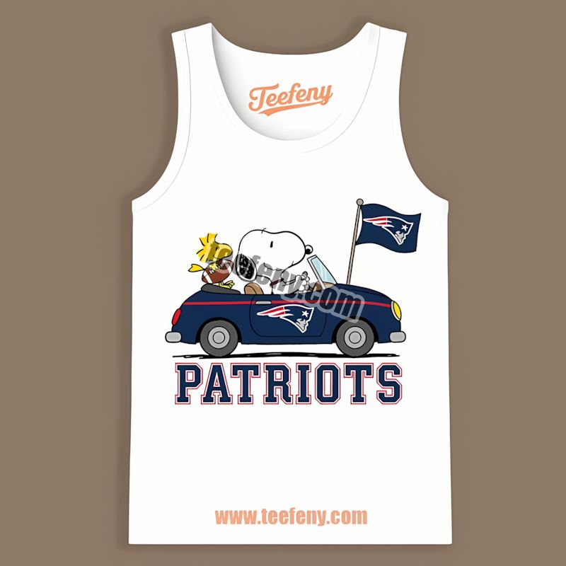 New England Patriots Snoopy Driving Car Cotton Tanktop New England Patriots Snoopy Driving Car Cotton Tanktop