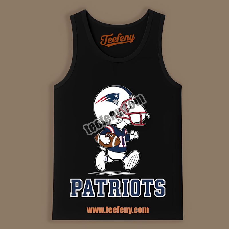 New England Patriots Snoopy Football Running Cotton Tanktop New England Patriots Snoopy Football Running Cotton Tanktop