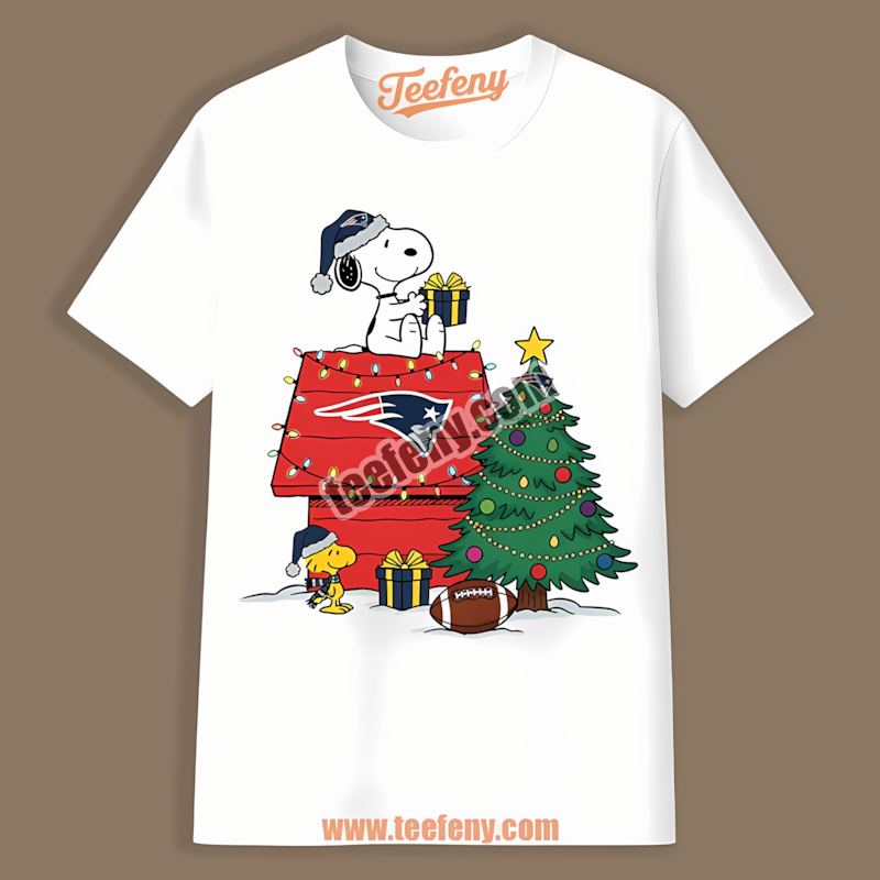 New England Patriots Snoopy Woodstock Christmas Cotton Shirt
