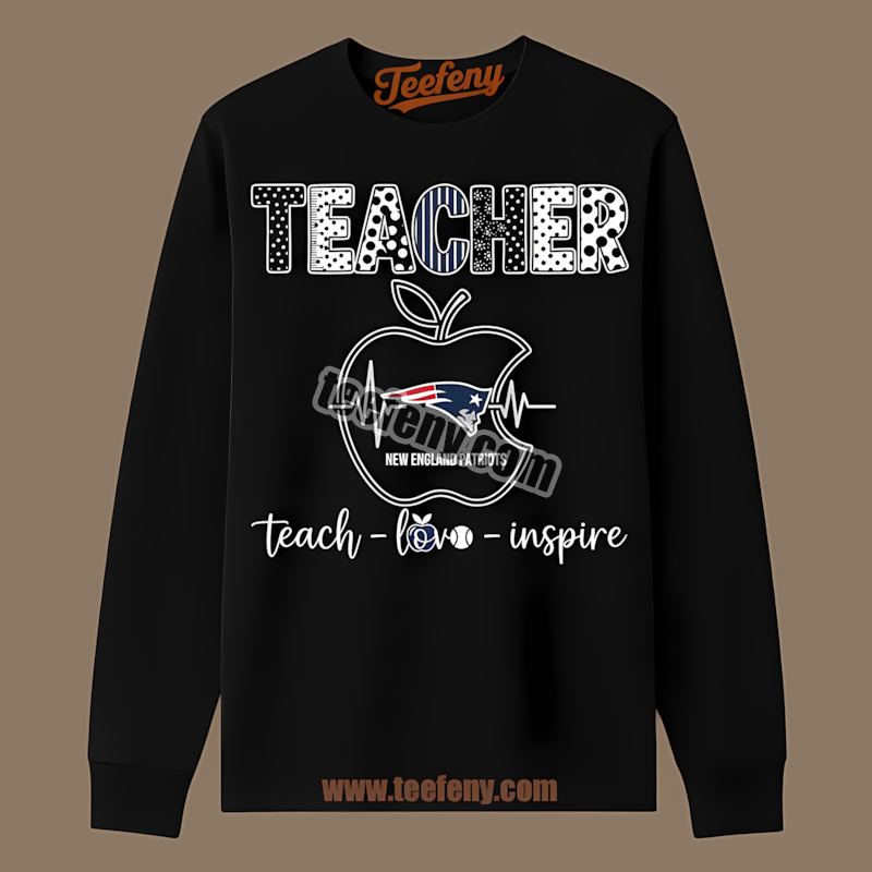 New England Patriots Teacher Apple Teach Love Inspire Unisex Long Sleeve New England Patriots Teacher Apple Teach Love Inspire Unisex Long Sleeve