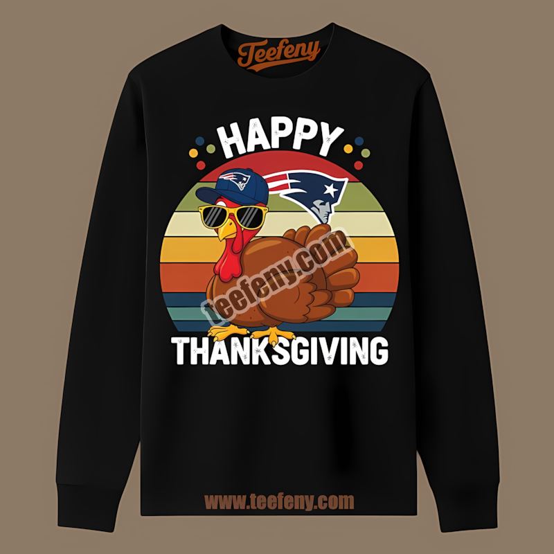 New England Patriots Thanksgiving Turkey Adults Long Sleeve New England Patriots Thanksgiving Turkey Adults Long Sleeve