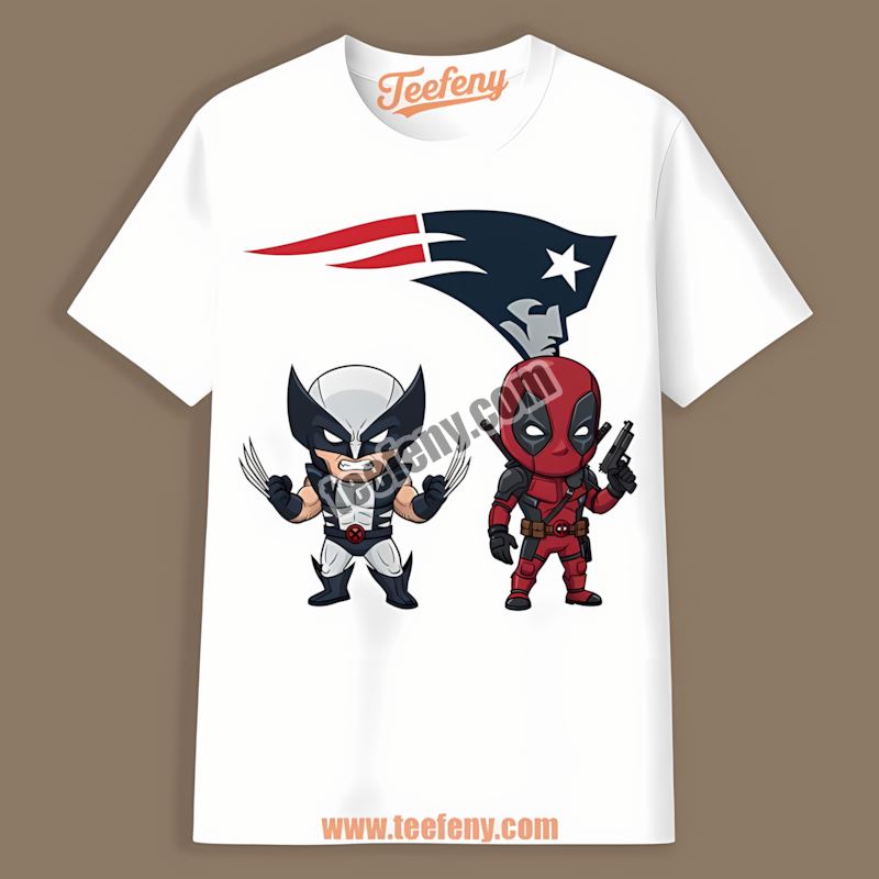 New England Patriots Wolverine Deadpool Superhero Cotton Shirt