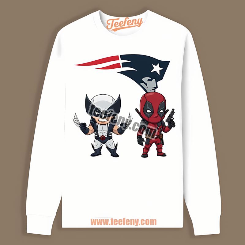 New England Patriots Wolverine Deadpool Superhero Cotton Long Sleeve New England Patriots Wolverine Deadpool Superhero Cotton Long Sleeve
