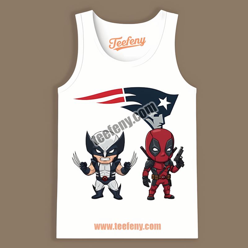 New England Patriots Wolverine Deadpool Superhero Cotton Tanktop New England Patriots Wolverine Deadpool Superhero Cotton Tanktop