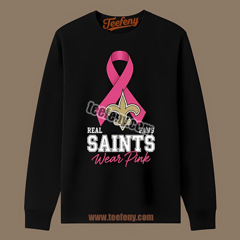 New Orleans Saints Breast Cancer Fans Wear Pink Retro Long Sleeve New Orleans Saints Breast Cancer Fans Wear Pink Retro Long Sleeve