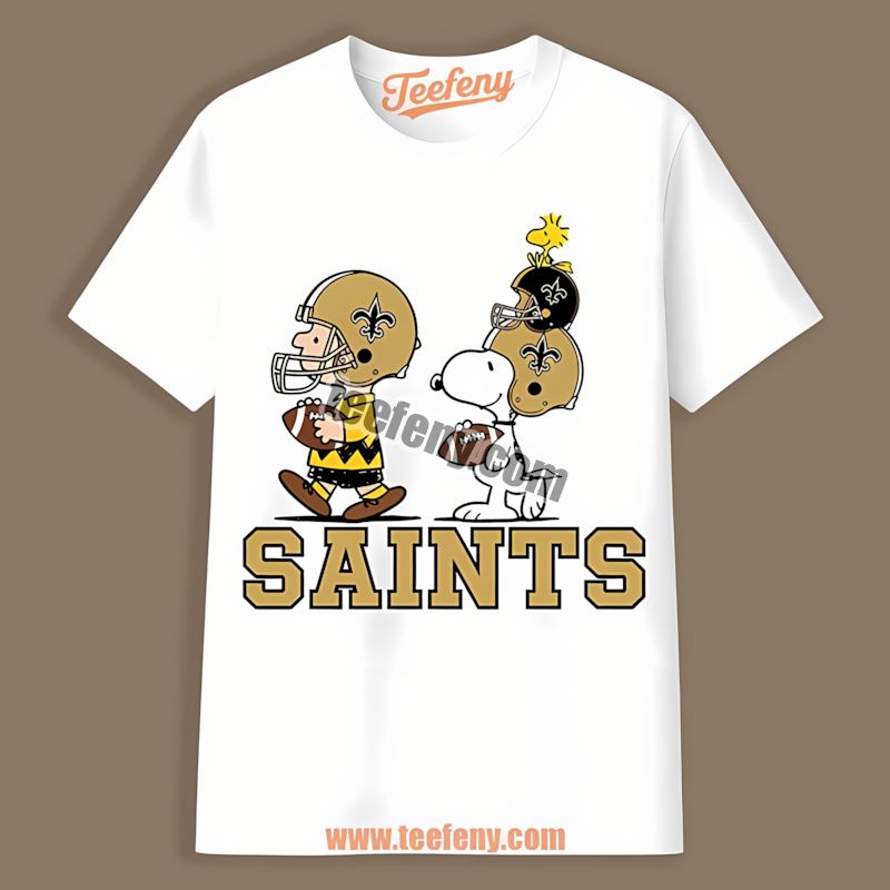 New Orleans Saints Charlie Brown Snoopy Play Together Sports Shirt