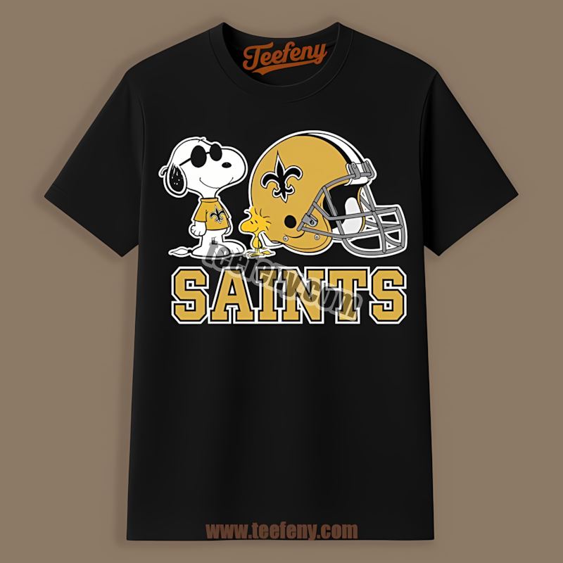 New Orleans Saints Helmet Vs Snoopy Woodstock Color Shirt