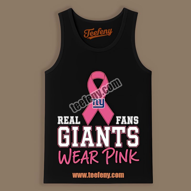 New York Giants Breast Cancer Fans Wear Pink Regular Tanktop New York Giants Breast Cancer Fans Wear Pink Regular Tanktop