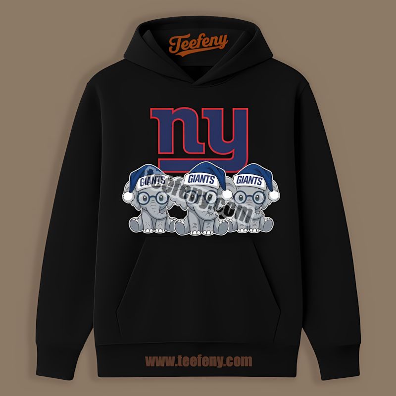New York Giants Christmas Elephants Cotton Hoodie New York Giants Christmas Elephants Cotton Hoodie