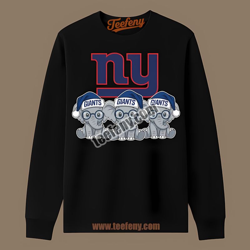 New York Giants Christmas Elephants Cotton Long Sleeve New York Giants Christmas Elephants Cotton Long Sleeve
