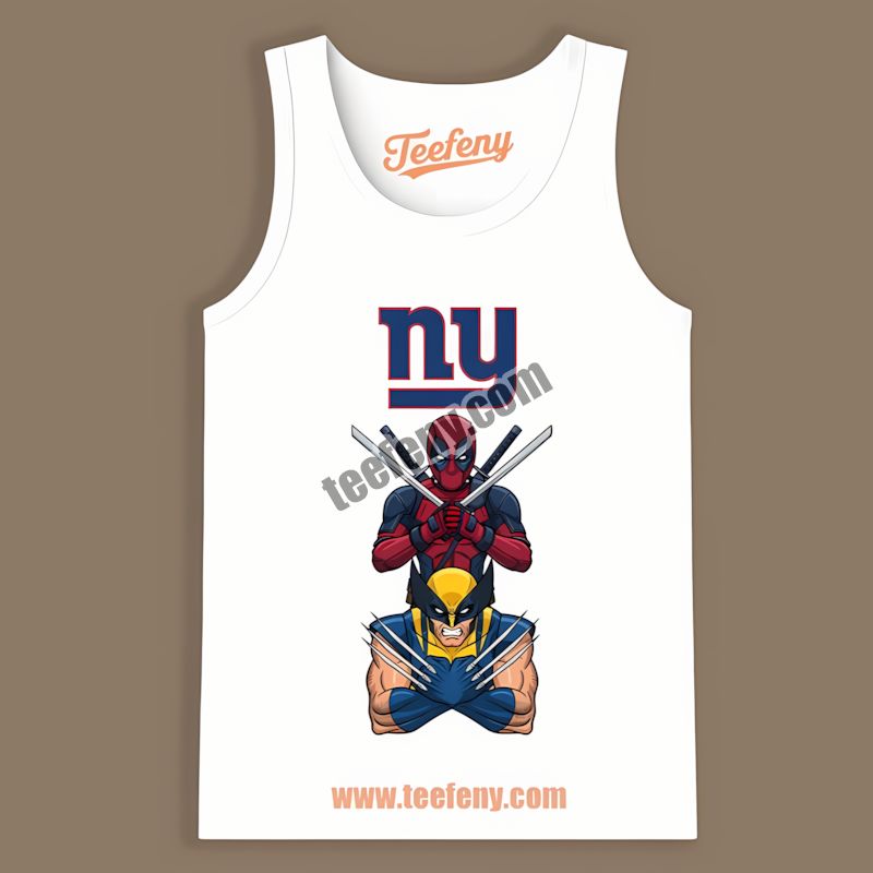 New York Giants Deadpool Wolverine Crossover Graphic Tanktop New York Giants Deadpool Wolverine Crossover Graphic Tanktop