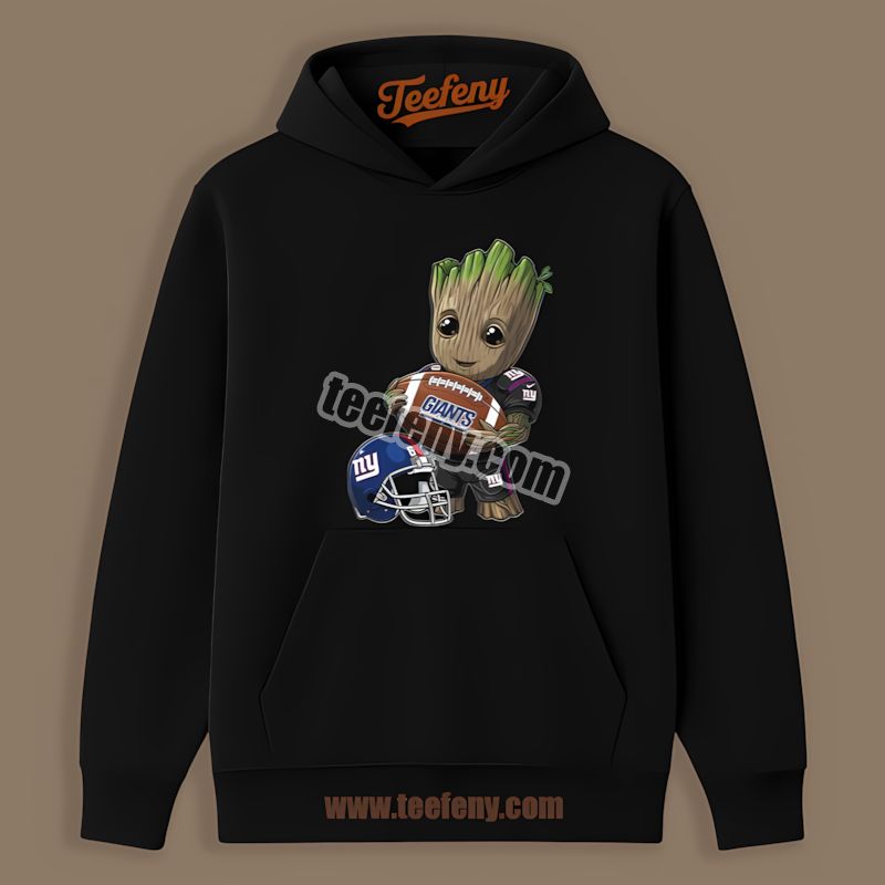 New York Giants Groot Playing Football Cotton Hoodie New York Giants Groot Playing Football Cotton Hoodie