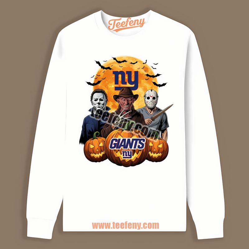New York Giants Halloween Jason Freddy Michael Retro Long Sleeve New York Giants Halloween Jason Freddy Michael Retro Long Sleeve