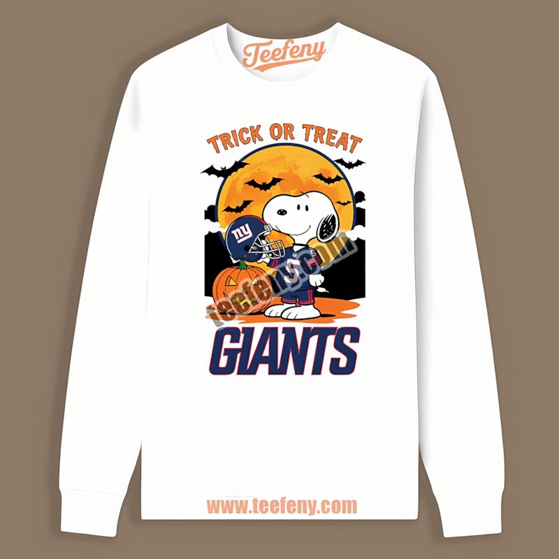 New York Giants Halloween Snoopy Trick Or Treat Trendy Long Sleeve New York Giants Halloween Snoopy Trick Or Treat Trendy Long Sleeve